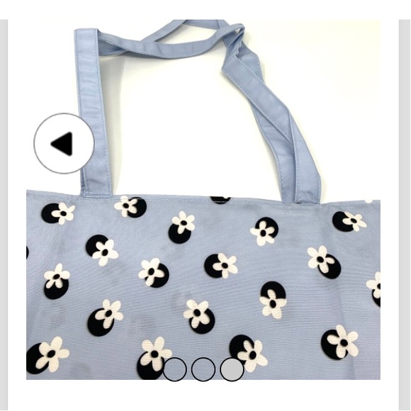 NWOT Kate Spade reusable soft fabric shopping bag light blue w/ navy & white - Picture 2 of 6